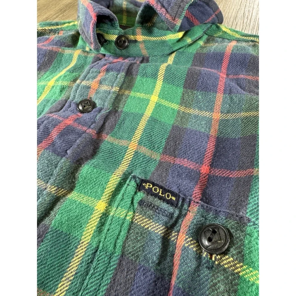 Ralph Lauren Vintage Polo Country Flannel Shirt Mens XXL Green Plaid 90s